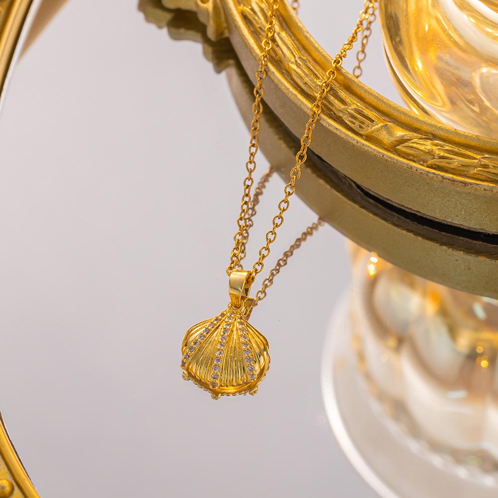 Damen Mädchen Mode Meerestiere Halskette Edelstahl Kette Glänzend Zirkon Seestern Muschel Oktopus Schmuck Zubehör Geschenke