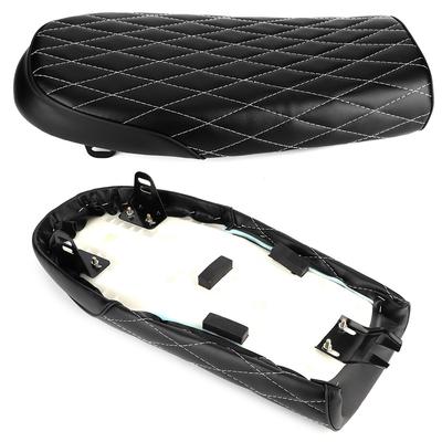 Motorcycle PU Lther Vintage   St Flat Saddle Cushion for   CG125 GN CG Black