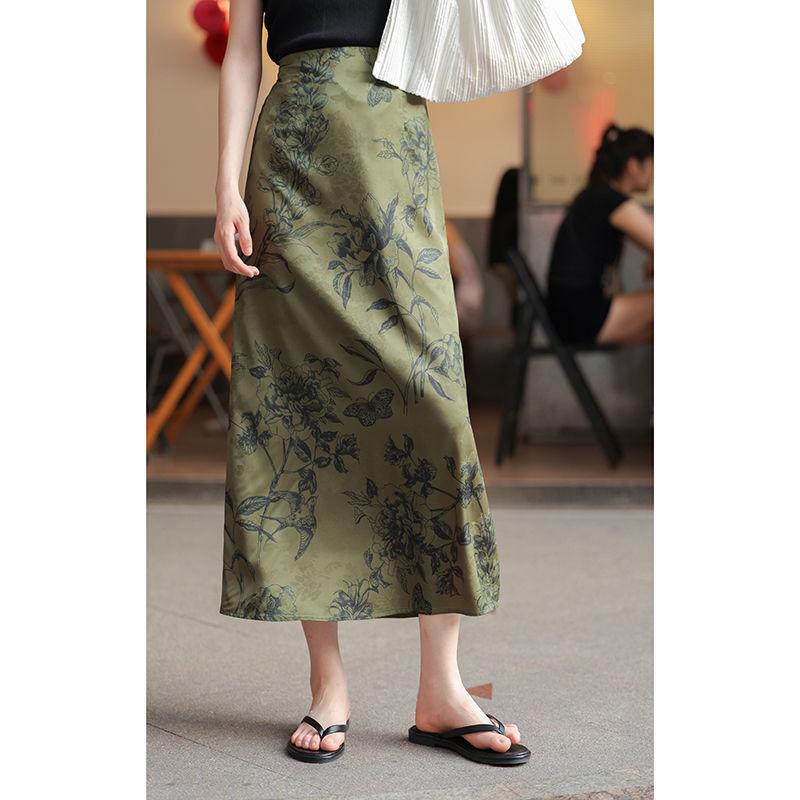 

Новая женская летняя юбка миди с разрезом в китайском стиле с высокой талией XL (115-125 jin)