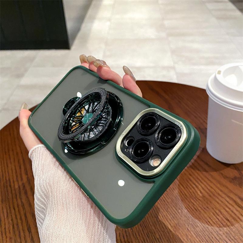 Metal Lens Is Suitable for Apple 15 Mobile Phone Case, Transparent IPhone16 Gyro Magnetic Suction Bracket 14promax Hard Case.
