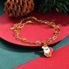 Cartoon Santa Claus Stainless Steel Double Layer Bracelet for Women, 18K Gold Plated Christmas Bracelet, Trendy Jewelry Gift