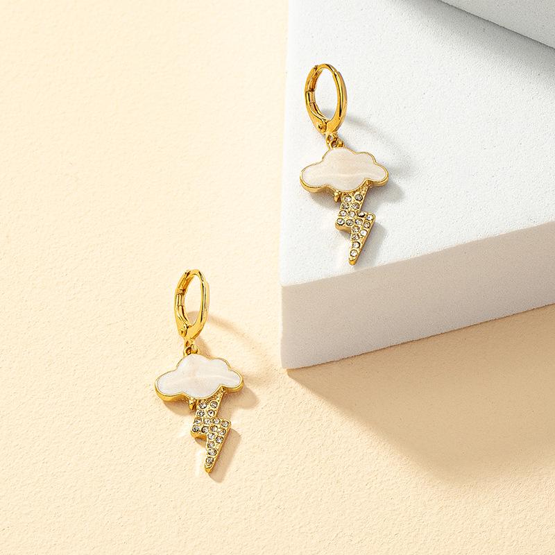 

Trendy European & American Style Cloud Lightning Rhinestone Earrings for Women