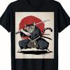 Samurai Cat T Shirt Vintage Ukiyo E Funny Warrior Cat Japanese Graphic Tee