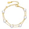 Bracelet à double couche en acier inoxydable avec perles créatives européennes et américaines pour femmes
