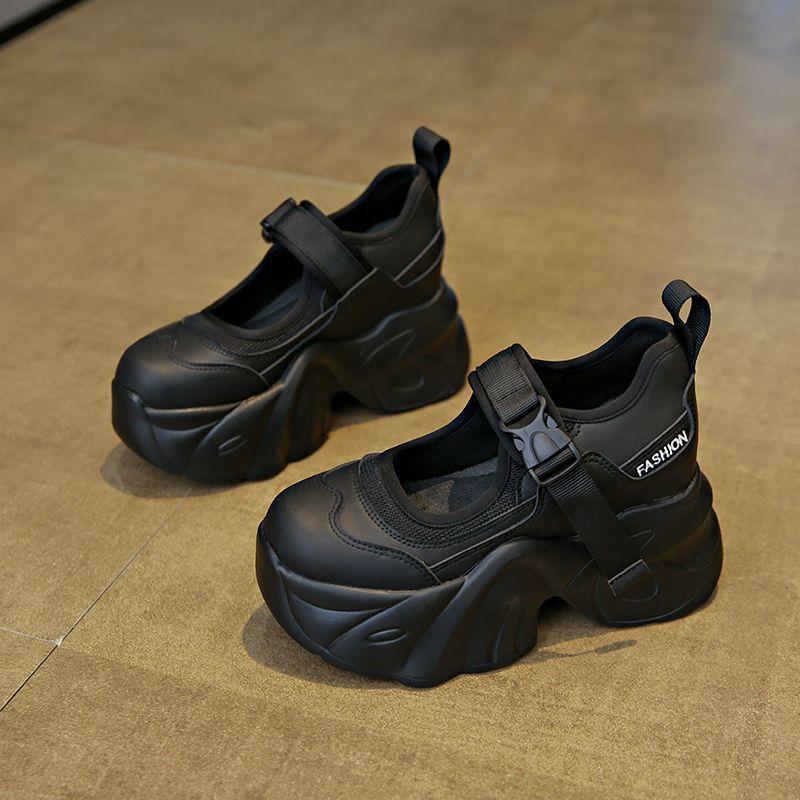 European platform dad shoes women's 2025 new autumn French shallow mouth casual high heels muffin Mary Jane shoes