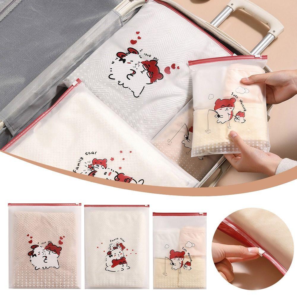 10 Stück Faltbare Aufbewahrungstasche mit Reißverschluss Cartoon Unterwäsche Schuhe Organizer für Zuhause & Reise