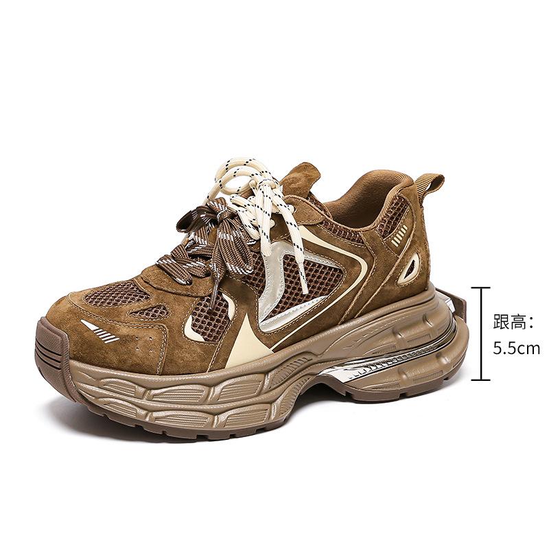 Spring New Dad Shoes Women's Shoes 2025 Sports Shoes Thick Sole Height Increase Casual Non-slip Soft Sole Versatile Shoes Children