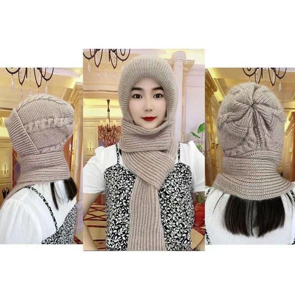 Neck Warmer Beanie Hat Scarf Thickened Scarf Set Hooded Fashion Ear Protection Hat Cycling