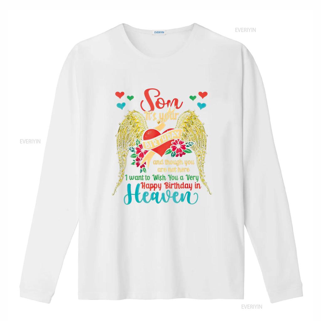Wish A Very Happy Birthday Son In Heaven Memorial Family T Shirt vintage Washed Soft Stretched homme Breathable Unisex
