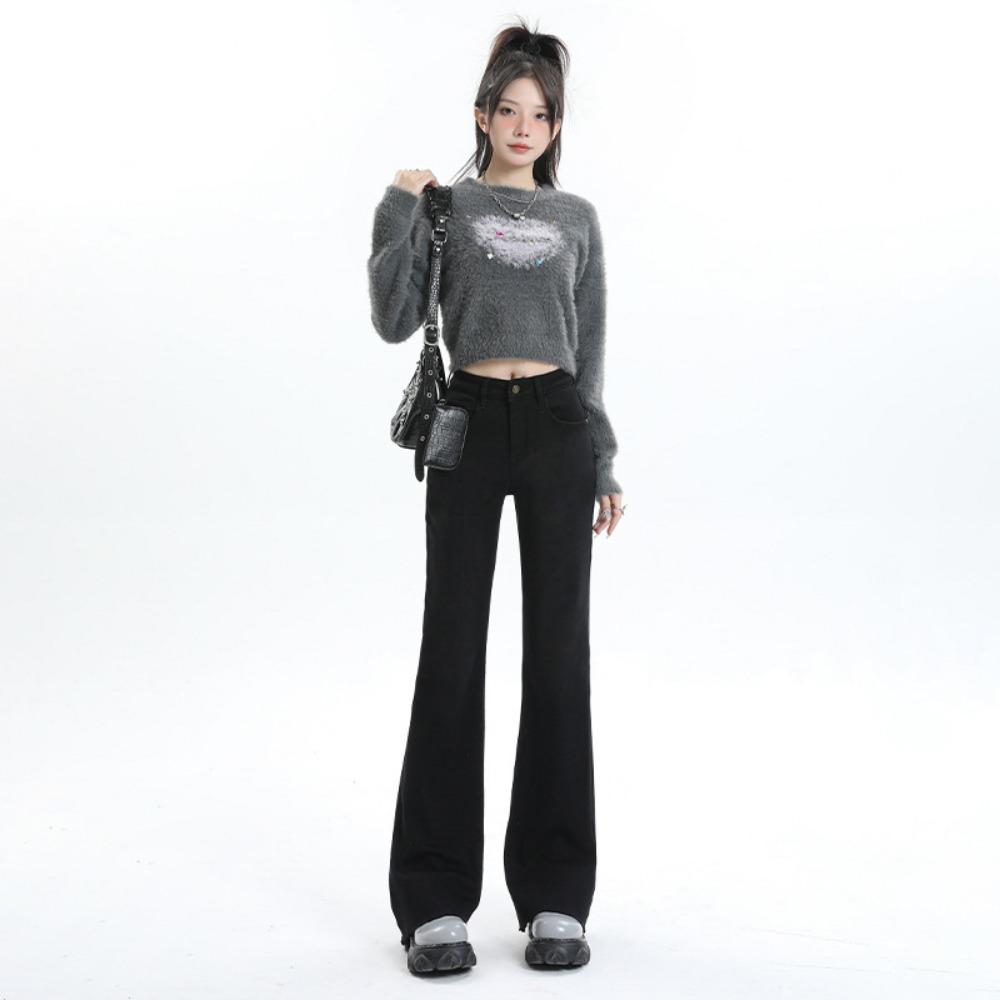 Autumn and winter new micro-flared jeans women's fashion design sense high waist and thin jeans
