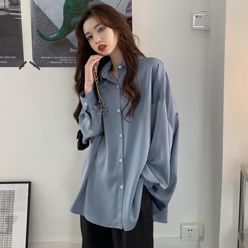 Spring Women's Loose Drape Ice Silk Shirt - Plus Size Long Sleeve Sun Protection