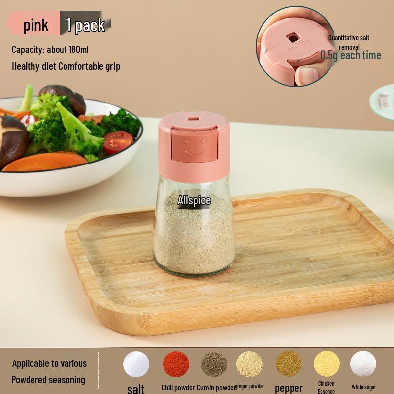 Press-Type Salt Control Glass Spice Jar - Moisture-Proof, Sealed, Ideal for BBQ & Kitchen