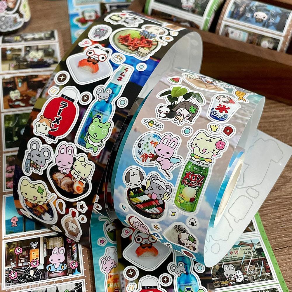 Kawaii Stationery Sticker for Scrapbooking Cute Animal Washi Tape Decor Summer Food Theme Ice Cream Fruit Stickers DIY Craft