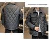 2024 Winter Men's Plus Size Quilted Jacket: Loose Fit, Solid Color, Two-Way Zipper, Warm Cotton