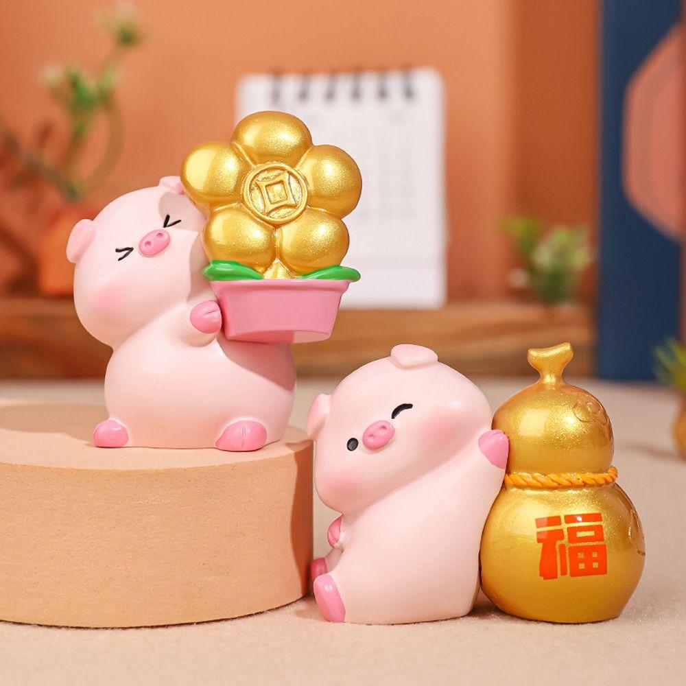 Chinese Style Blessing Pig Statue Fortune New Year Pig Figurine Lucky Pig Figurine  Party Supplies
