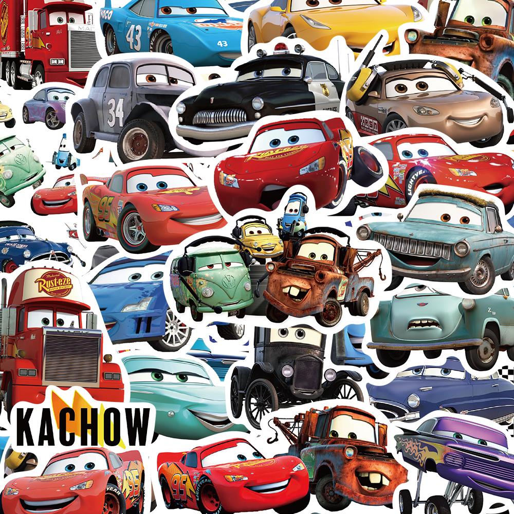 10/30/50pcs Anime Cars Lightning McQueen Stickers Cute Cartoon Waterproof Sticker Suitcase Luggage Helmet Graffiti Decals