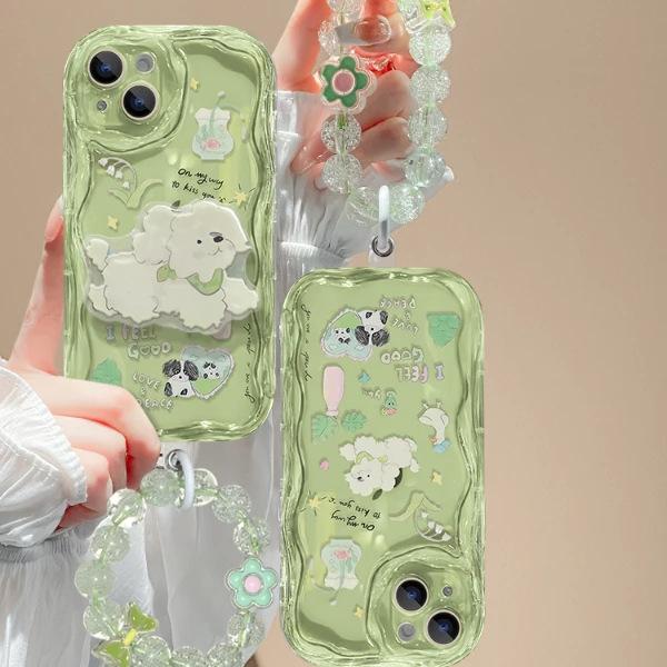 Maiglöckchen Welpenhalter für Apple 17promax Handyhülle 15 Niedlich 16 Creme 13 Armband 14 Transparent 12