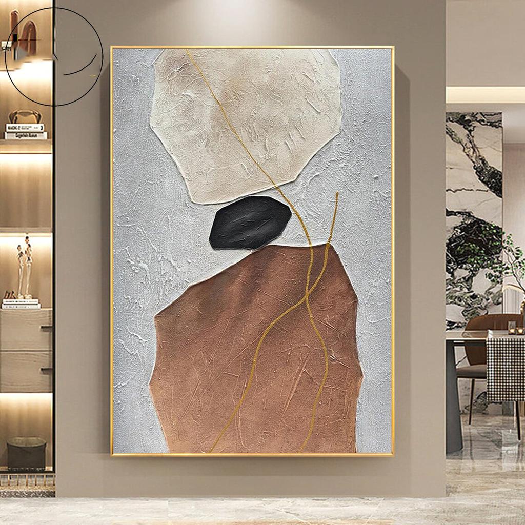 Pictură alb bej Wabi-Sabi Texture Artă de perete Alb neutru Pictură abstractă realizată manual pe pânză Decor de perete pentru camera de zi fără cadru