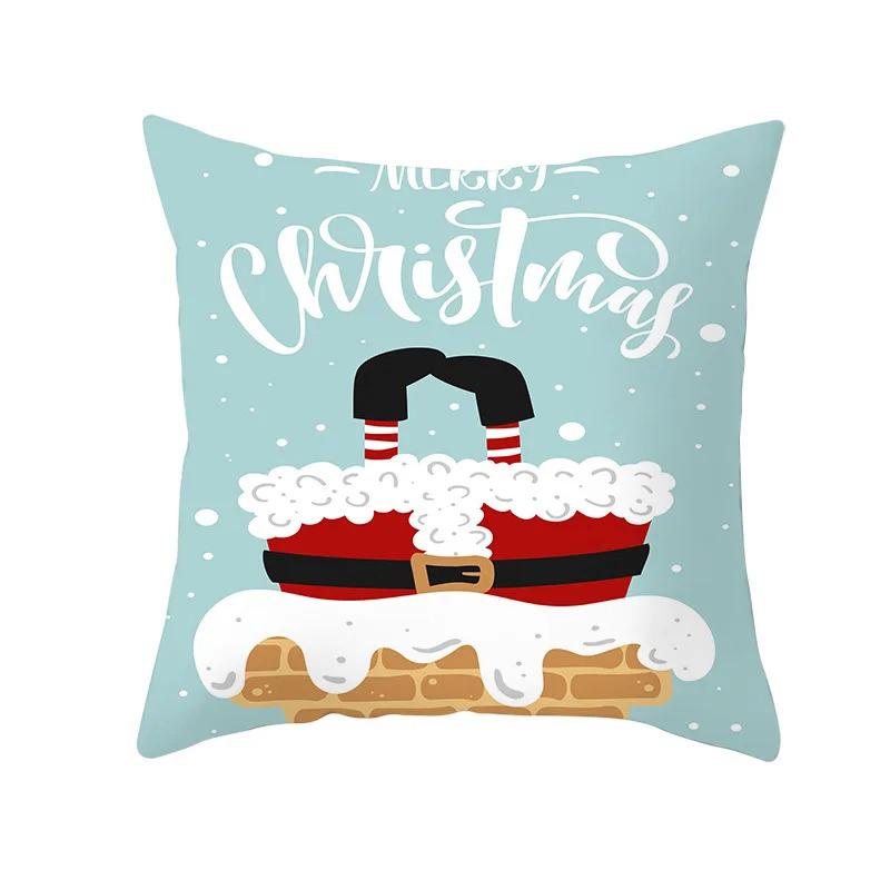 Christmas Christmas Hat Decoration Pattern Print Home Decor Cushion Cover Living Room Sofa Pillow Cover Merry Christmas