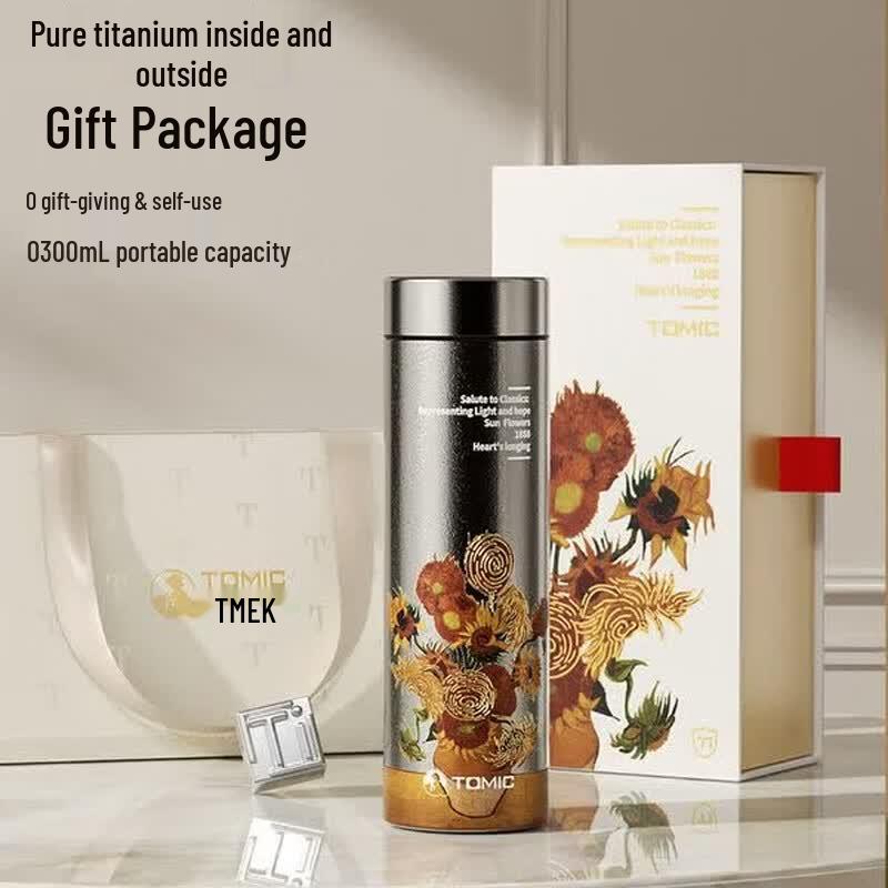TOMIC TW60219Ti Sunflower Pure Titanium Insulated Mug