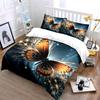 Luxury Metallic Golden Butterfly Bedding SetGlowing Blue Light Fantasy Butterfly Print Duvet Cover1 Duvet Cover+2 Pillowcases
