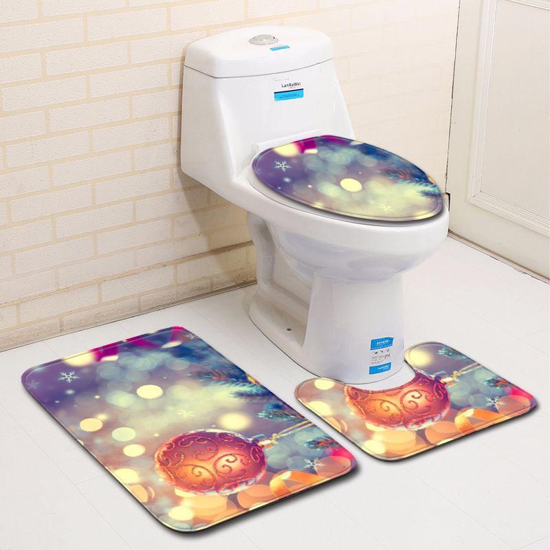 3D Christmas Bathroom Toilet Three-Piece Floor Mat Doormat Bathroom Carpet