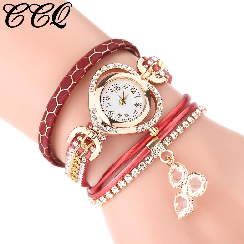 Montre-bracelet à quartz analogique à cadran bracelet cristal Amour brillant vintage pour femmes