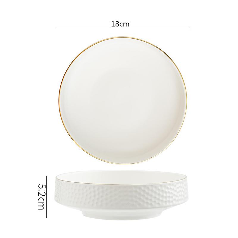 Gold-plated Ceramic Bowl Household Soup Bowl Salad Bowl Dessert Bowls Snack Bowls Restaurant Circular Solid Color Tableware