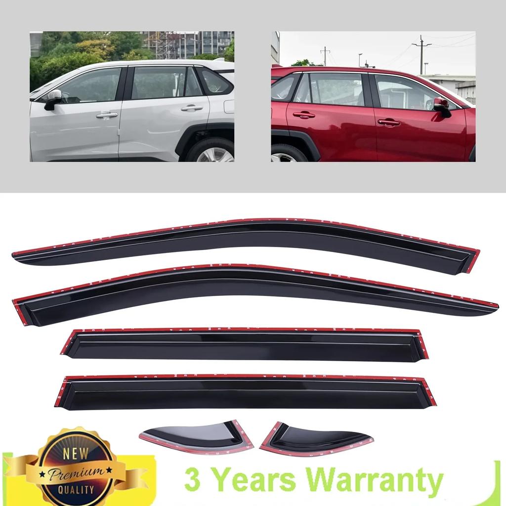 6 Stück Schwarze Außenzubehörteile, Für Toyota RAV4 2019 2020-2025 Fenster-Windabweiser Türvisier Integriertes Design Regen-Sonnenschutz