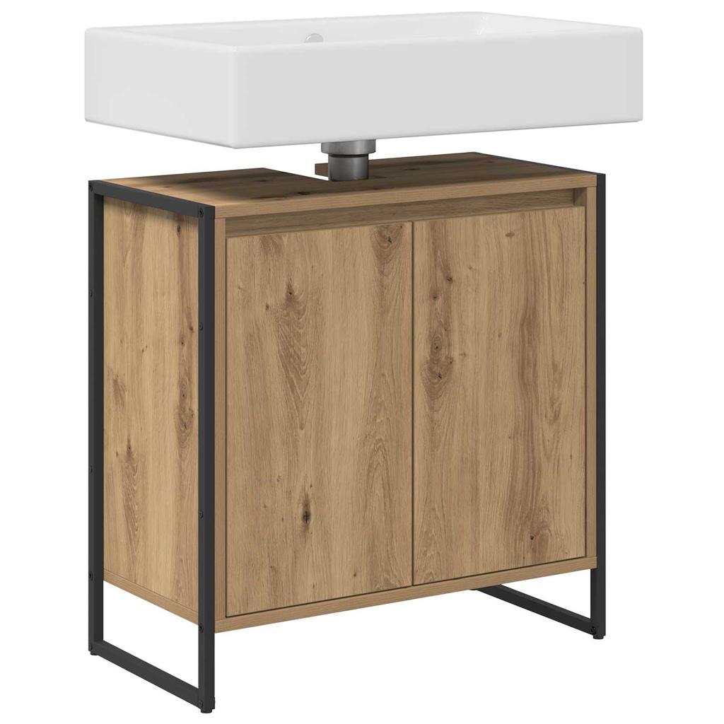 Bathroom Cabinet with Door Rustic Oak Finish 60 X 30 X 60 Cm