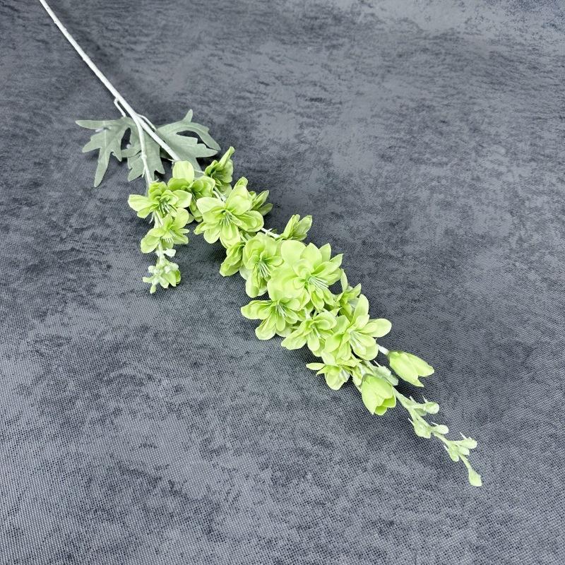 2 Fork Flocking Delphinium Flower Branch Silk Artificial Flowers for Home Wedding Hotel Decoration Fleur Artificielle 1PC Flower