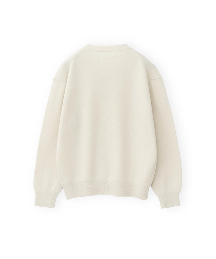 Beulaunyadeu W Extra Super Fine V-Neck Knit, Ecru