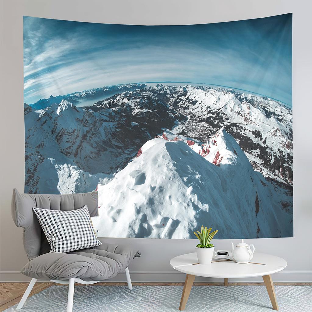 Winter Snow Tapestry Mountain Forest Snowy Pine Tapestry Sunset Landscape Tapestry Art Home Living Room Bedroom Decor Tapestries