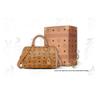MCM Ella Monogrammed Gold Lock Pendant Zipper Closure Canvas With Leather Boston Bag Crossbody Handbag Small Women handbags Cognac MWBESEA02CO001