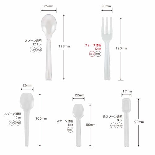 Shimojima Heiko Forks, Plastic, Clear, 12cm, Loose, 100 Pieces, 004513013