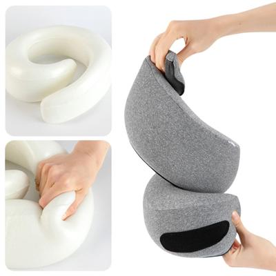 Travesseiro de pescoço de viagem, travesseiro portátil de espuma viscoelástica com design de caracol, almofada ergonômica para pescoço, para aviões, viagens de trem, uso doméstico