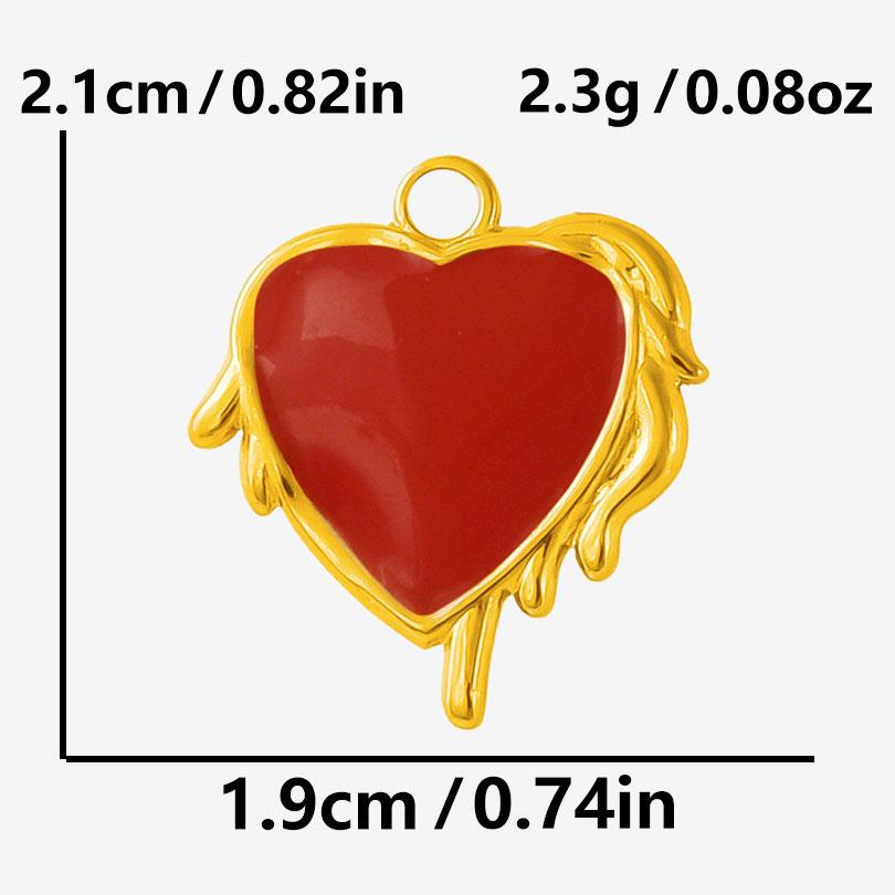 2 Stück Roter Emaille/Strass Liebe Anhänger Edelstahl Herz Charm Für Schmuckherstellung Zubehör Großhandel Steampunk Öl Tropfen Charms