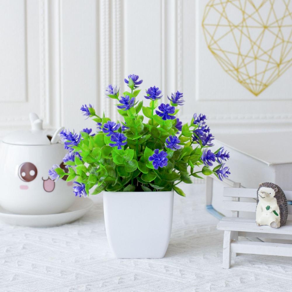 White Artificial Potted Flowers Plastic Fake Flower Bonsai  Indoor Decoration