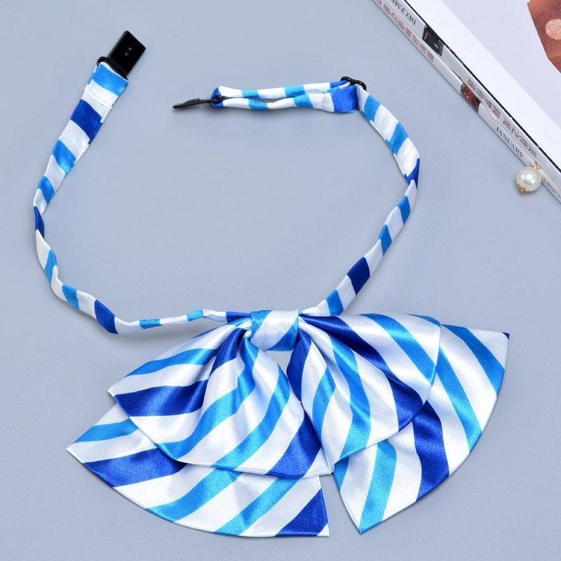 Business Attire Double Layer Bow Tie For Women With Polyester Material And Button Fastening