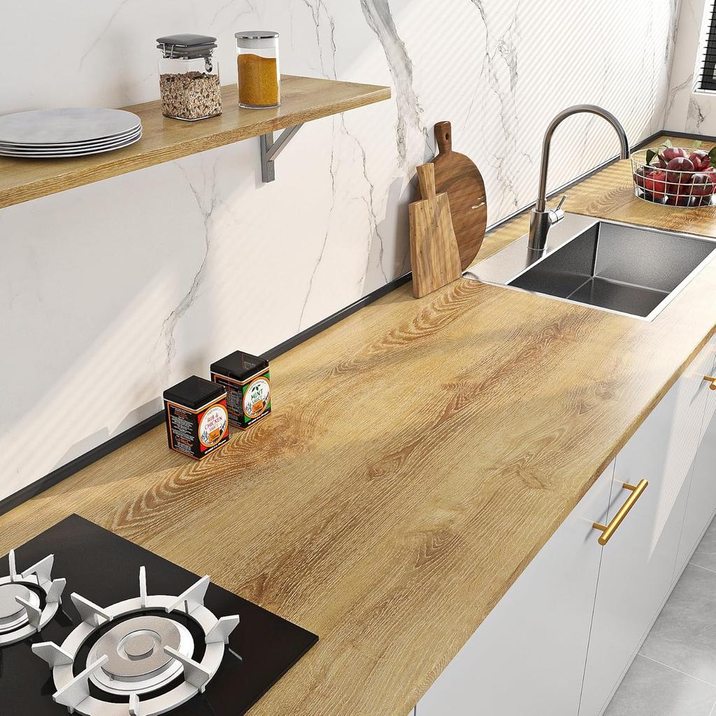 1 Rolle PVC Wasserdichte Selbstklebende Tapetenrolle Holzmaserung Vinyl Dekorfolie Aufkleber für Zuhause Möbel Schrank Wanddeko