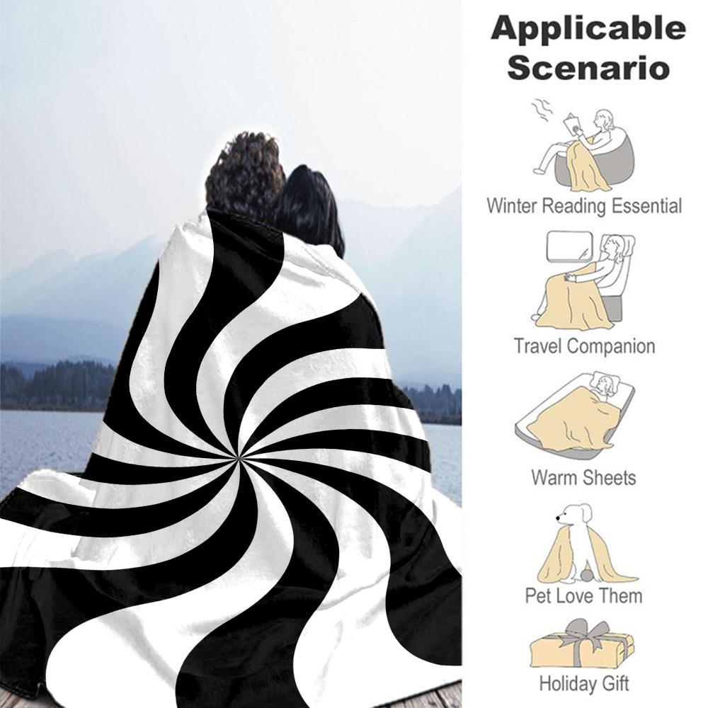 1PC Black WhiteOutdoor Flannel Blanket - Soft Plush Decor for Picnics, camping, Bedroom, Playroom, Office, or Lunch Break 1290A