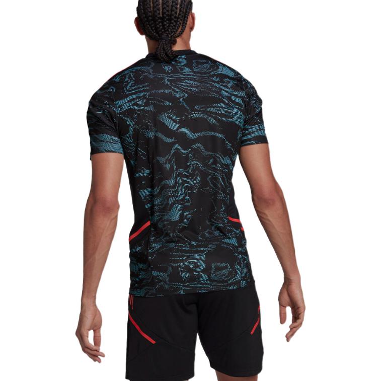 Adidas Letter Print V-Neck Slim Fit Arsenal Jersey Short Sleeve T-Shirt Men Tops Blue HC1251