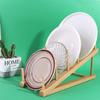 5 Layers Bamboo Dish Rack Ladder Type Simple Pot Lid Holder Easy To Install Drying Kitchen Storage Stand Home Decoration