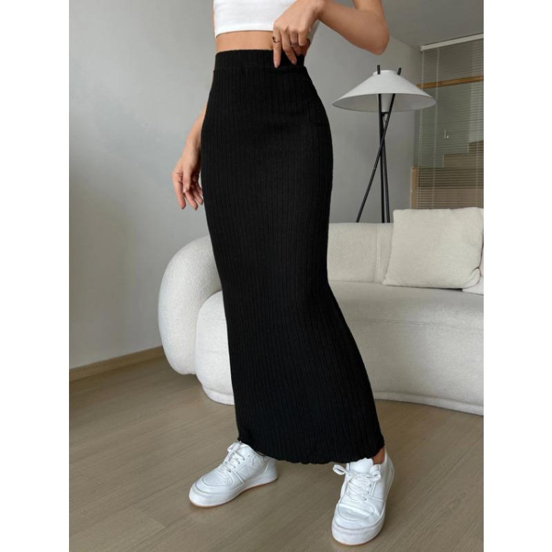 

Осенняя повседневная мода Высокая поясная сумка на бедрах трикотажная юбка L абрикосовый