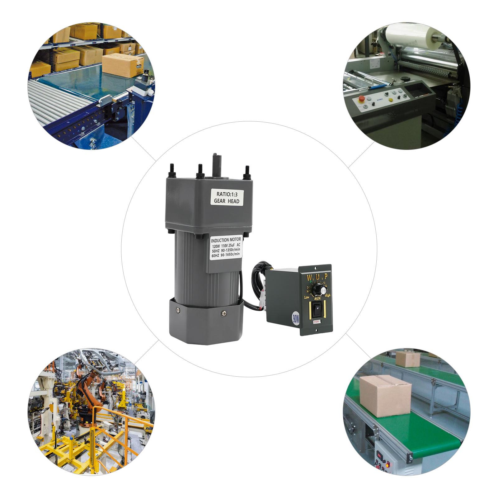 

3K Speed Control Gear Motor with Adjustable Speed Controller, 110V 450 RPM Electric Motor, 120W High Torque Gear Reduction Motor 450rpm