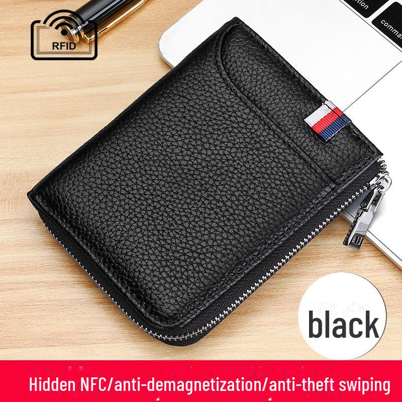 2023 Men's RFID Leather Wallet - Short, Anti-Theft, Cowhide Card Holder, Driver's License Wallet