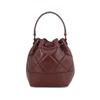 Tory Burch Willa Metallic Double T Logo Diamond Quilted Drawstring Closure Detachable Chain Shoulder Strap Leather Bucket Bag Mini 139289-639