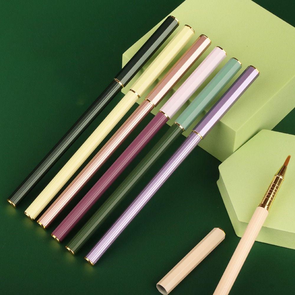 

Portable Calligraphy Brushes Metal Rod Brush Pen Morandi Fountain Pen Type Small Script Painting style 1