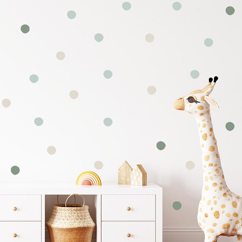 Morandi Color Dots Wall Sticker for Girls Room Entryway Background Removable Self-Adhesive Wall Decal