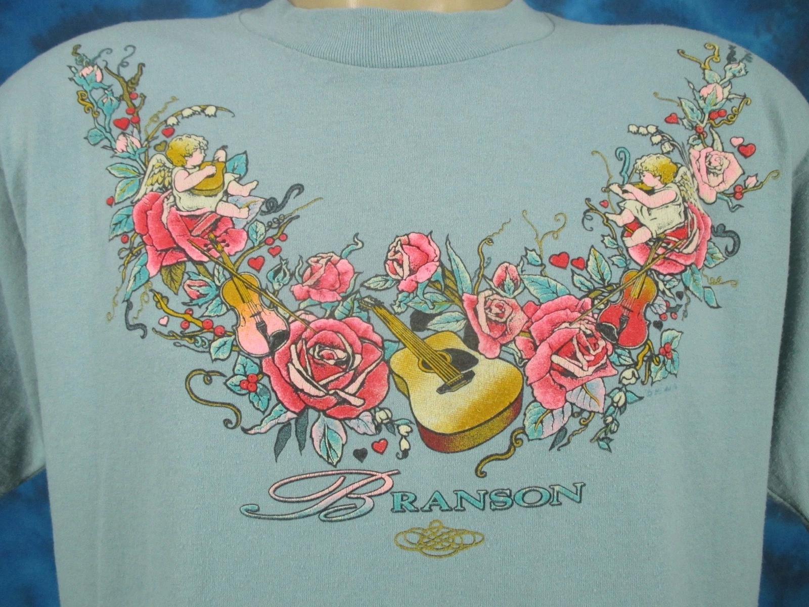 vtg 90s BRANSON MISSOURI BLUEGRASS MUSIC ANGEL ROSES T-Shirt M/L single stitch S